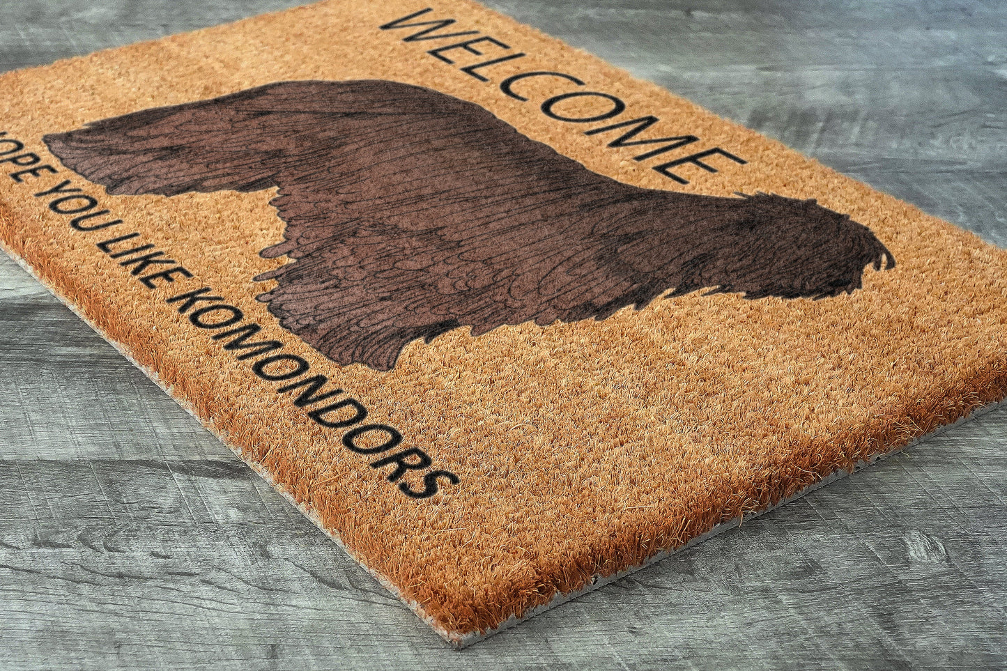 Komondors Door Mat, Welcome Komondor Door Mats, Hope You Like Komondors Coir Door Mats, Komondor Outdoor Coir Mat