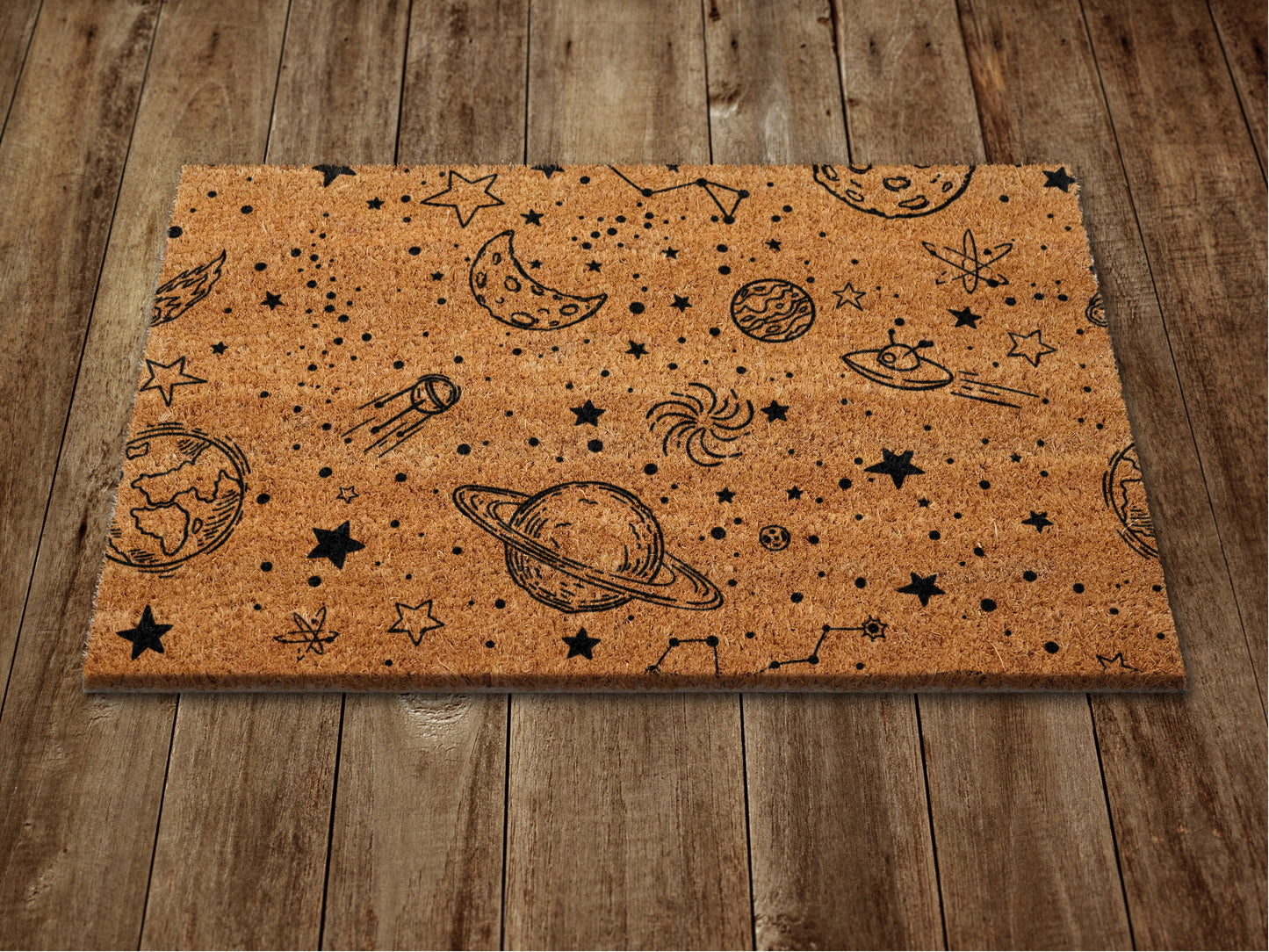 Space to Earth Door Mat, Space Pattern Welcome Coir Door Mats, Funny Doormat, Welcome Outdoor Mat