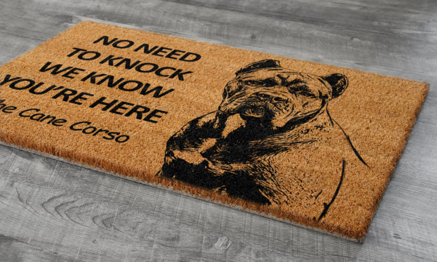 Cane Corso Door Mat, Cane Corso We Know You ARE Here Door Mats, Funny Doormat, Cane Corso Welcome Mats