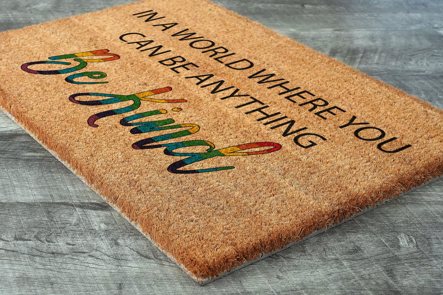 Be Kind Rainbow Door Mat, Rainbow Welcome Coir Door Mats, Funny Doormat, Welcome Outdoor Mat