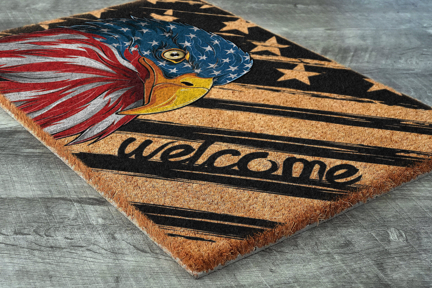 USA Flag American Eagle Patriotic Door Mats, Funny Doormat, USA Flag Welcome Mats