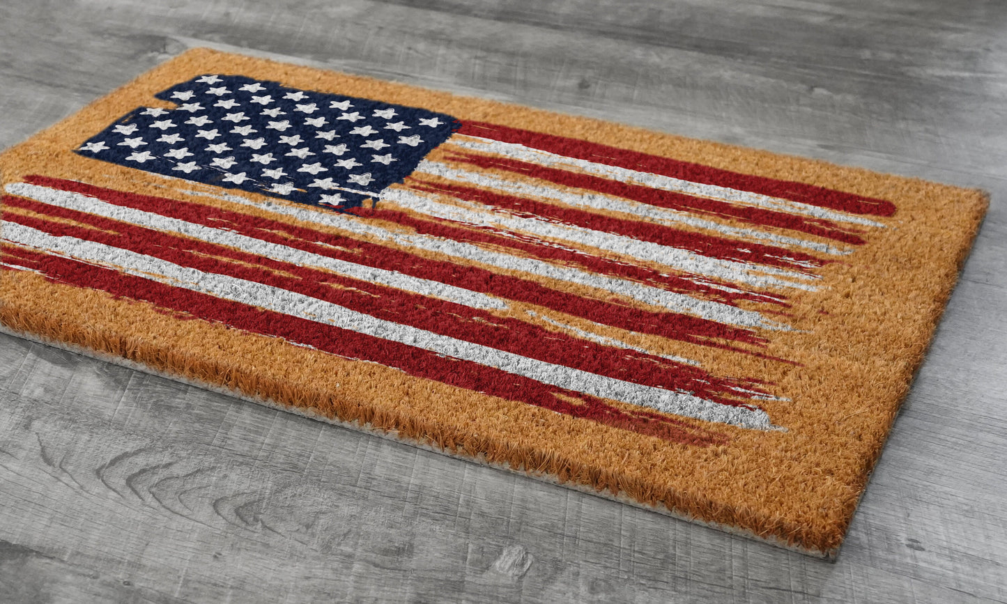 USA Flag Patriotic Door Mats, Funny Doormat, USA Flag Welcome Mats, US Flag Coir Doormat