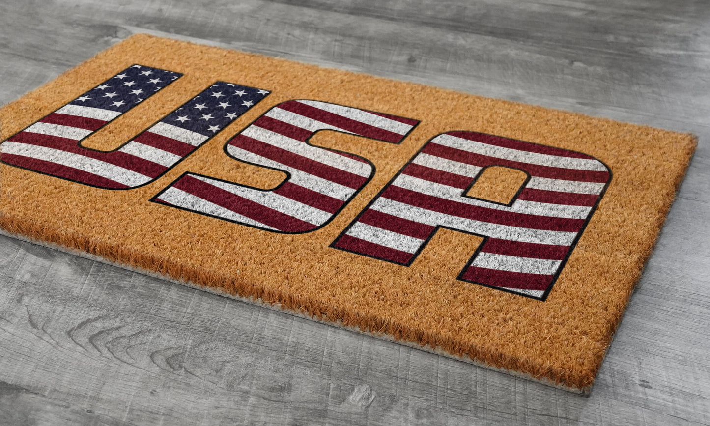 USA Doormat, USA Flag Mat, Patriotic Door Mats, Funny Doormat, Patriotic Flag Welcome Mats, US Flag Coir Doormat