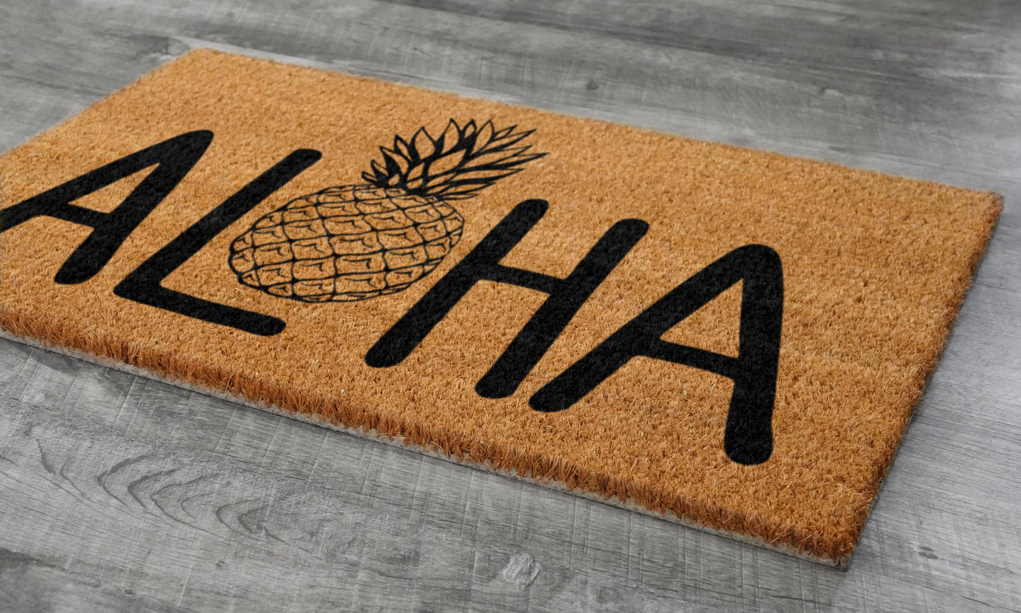 Aloha Pineapple Sumer Doormat, Aloha Welcome Doormats, Aloha Doormats, Aloha Mats, Welcome Aloha Funny Door Mats