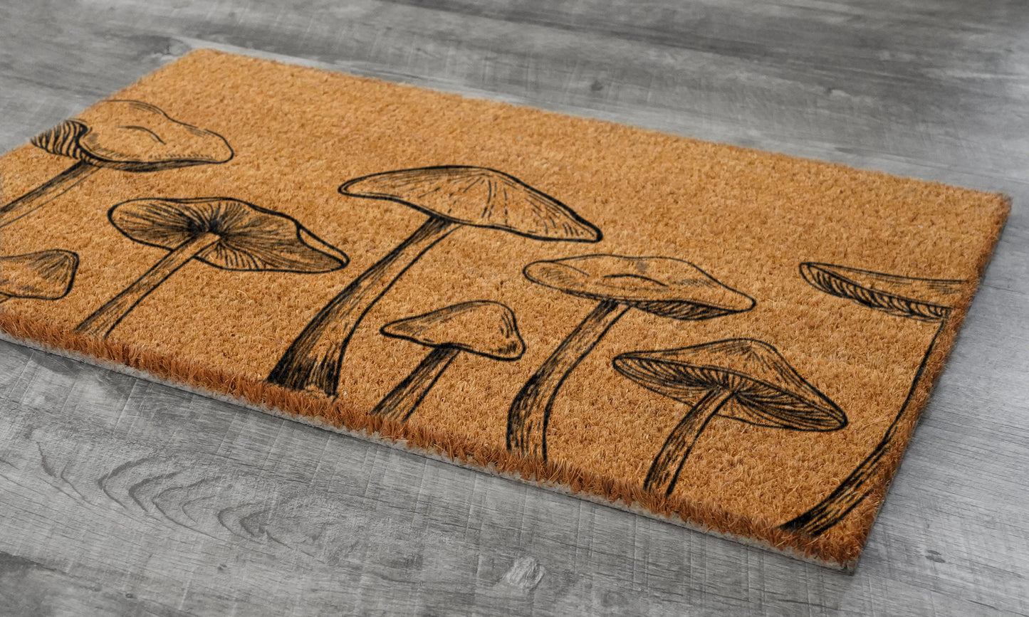 Mushroom Close Up Doormat, Welcome Mushroom Doormats, Mushrooms Doormats, Mushroom Coir Mats, Welcome Funny Mushroom Door Mats