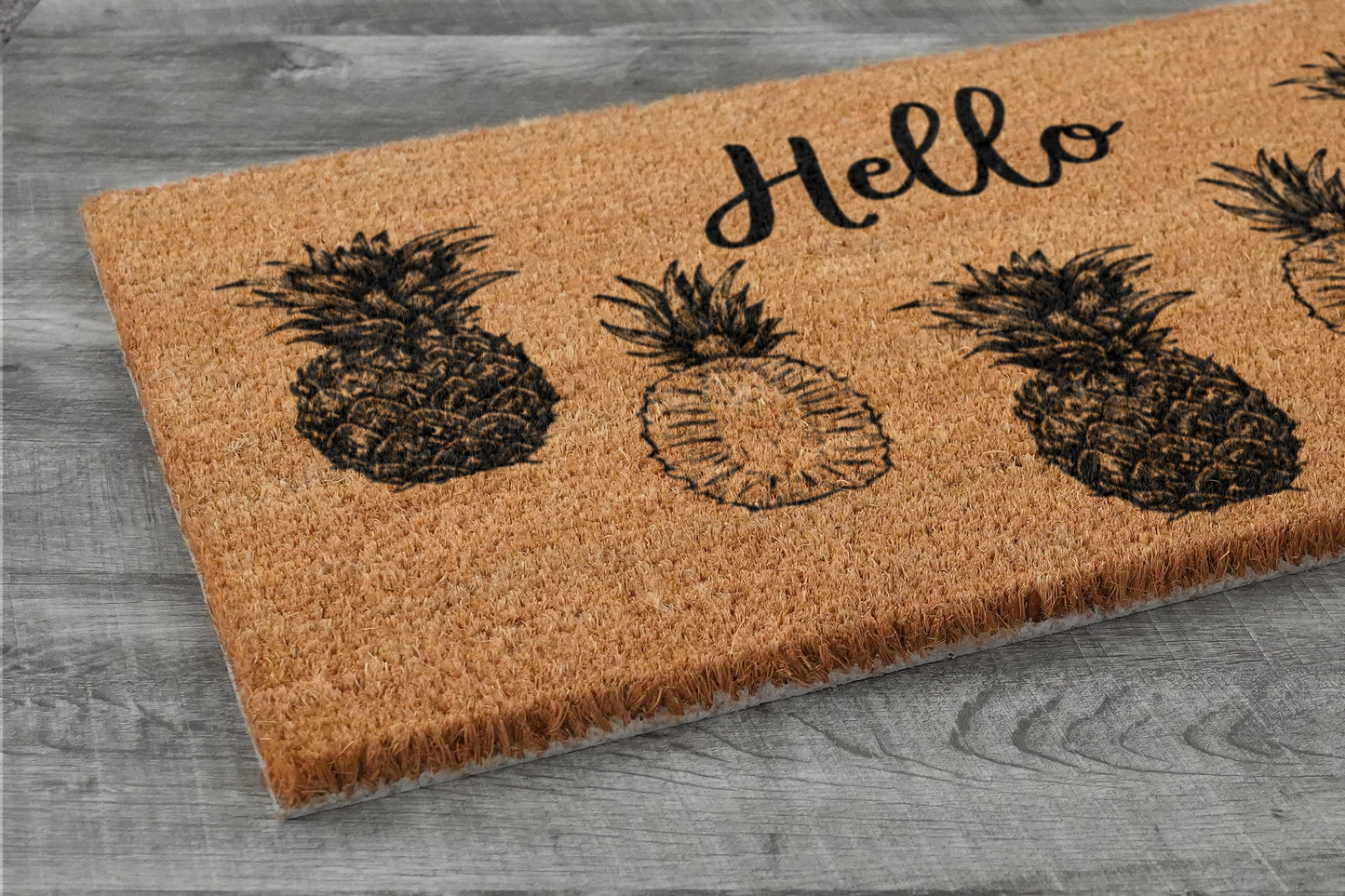 Hello Pineapples Door Mat, Pineapples Welcome Coir Door Mats, Pineapple Funny Doormat, Hello Pineapple Outdoor Mat