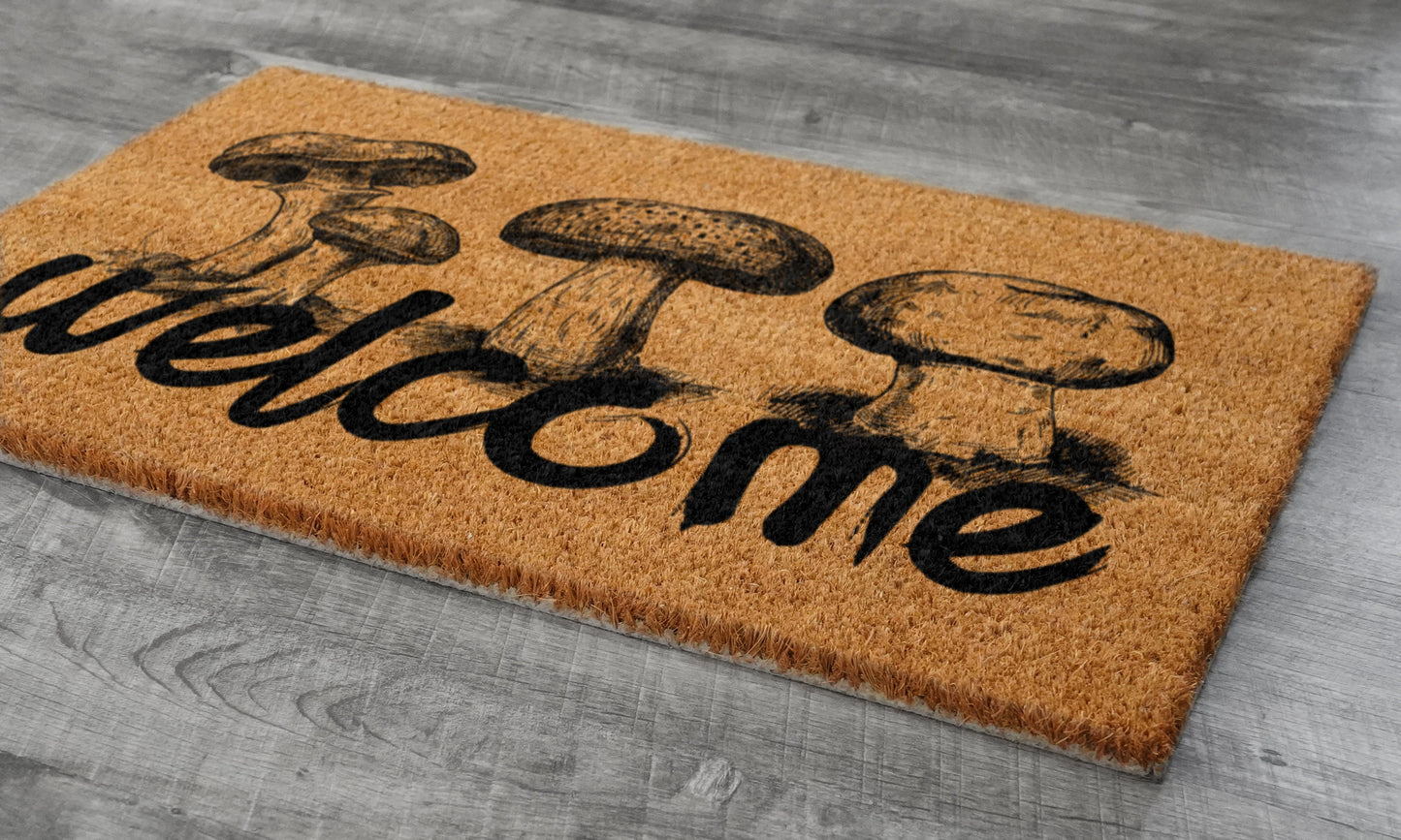 Mushroom Welcome Door Mats, Mushrooms Welcome Coir Door Mats, Mushroom Funny Doormat, Mushroom Welcome Outdoor Coir Mat