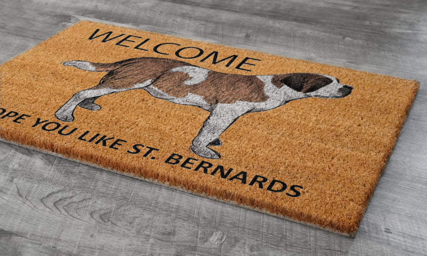 St. Bernards Door Mat, Welcome ST. Bernards Door Mats, Hope You Like ST. Bernard Coir Door Mats, ST. Bernard Outdoor Coir Mat