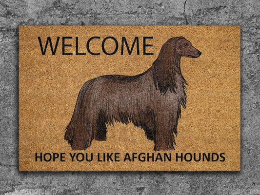 Afghan Hounds Door Mat, Welcome Afghan Hounds Door Mats, Hope You Like Afghan Hounds Coir Door Mats, Afghan Hounds Outdoor Coir Mat