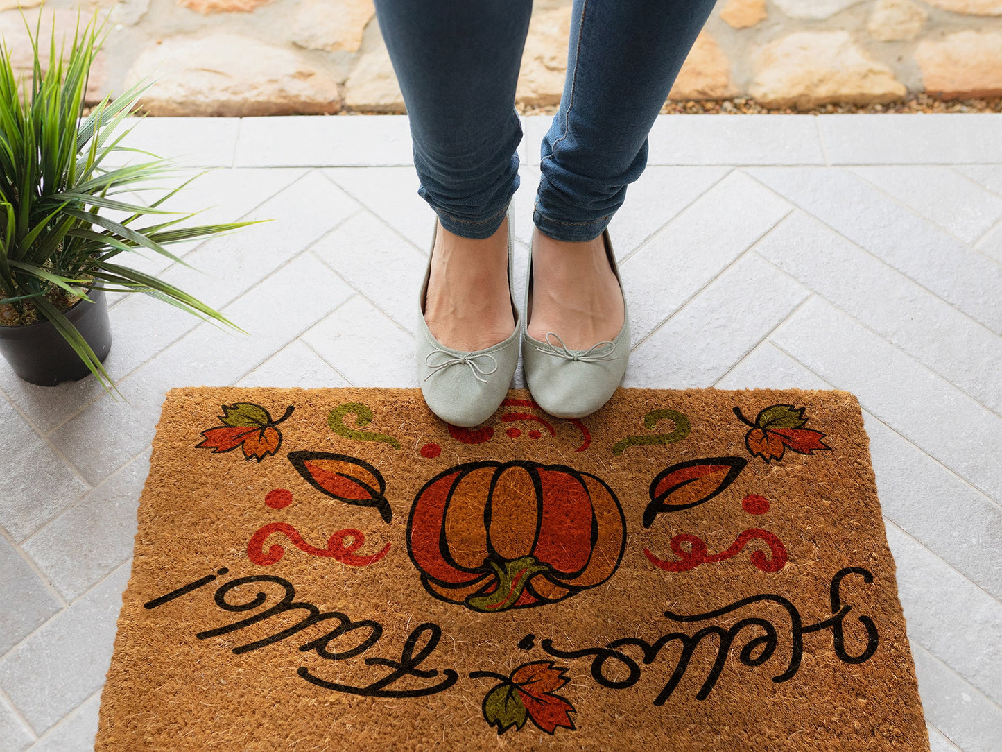 Fall Hello Fall Door Mat, Fall Welcome Coir Door Mat, Welcome Mat, Front Door Mat, Outdoor Mats, Funny Doormat, Fall Welcome Mats, Coir Mats