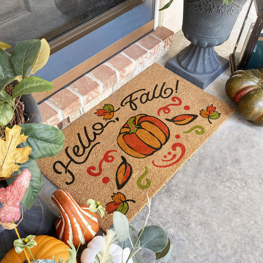 Fall Hello Fall Door Mat, Fall Welcome Coir Door Mat, Welcome Mat, Front Door Mat, Outdoor Mats, Funny Doormat, Fall Welcome Mats, Coir Mats