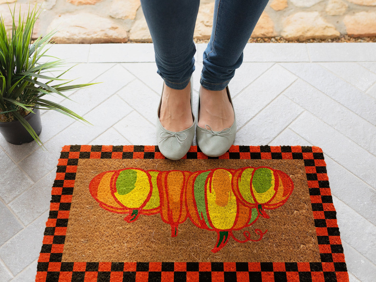 Fall Plaid Pumpkins Pumpkins Coir Door Mat, Welcome Mat, Front Door Mat, Outdoor Mats, Funny Doormat, Fall Decor Welcome Mats, Coir Mats