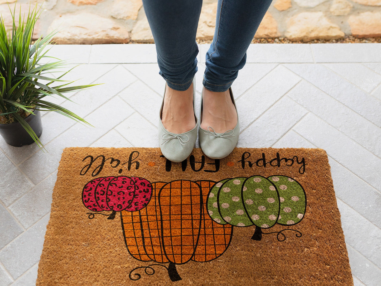 Happy Fall Y'all, Pumpkins Coir Door Mat, Welcome Mat, Happy Fall Front Door Mat, Outdoor Mats, Funny Doormat, Fall Welcome Mats, Coir Mats