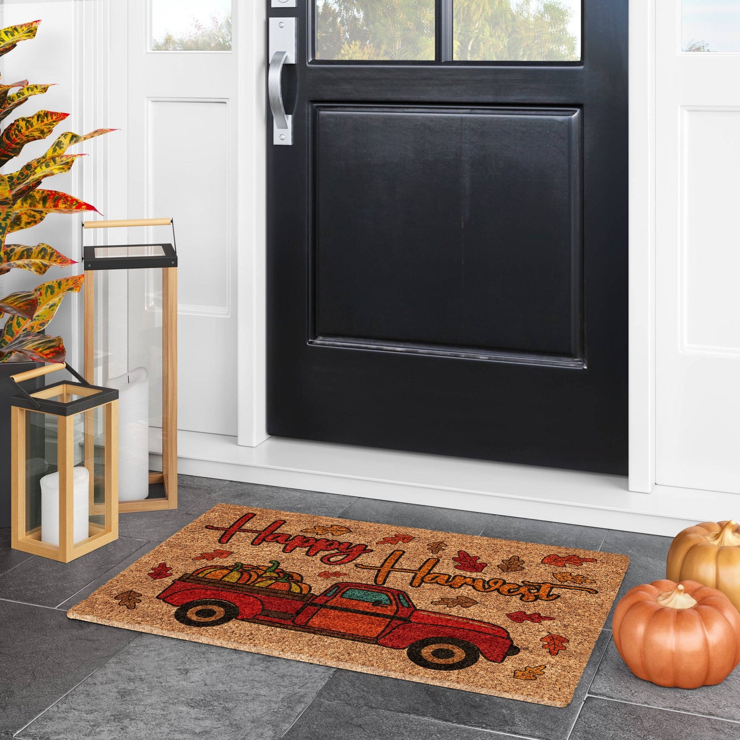 Fall Happy Harvest Truck, Coir Door Mat, Welcome Mat, Front Door Mat, Outdoor Mats, Funny Doormat, Fall Welcome Mats, Coir Mats