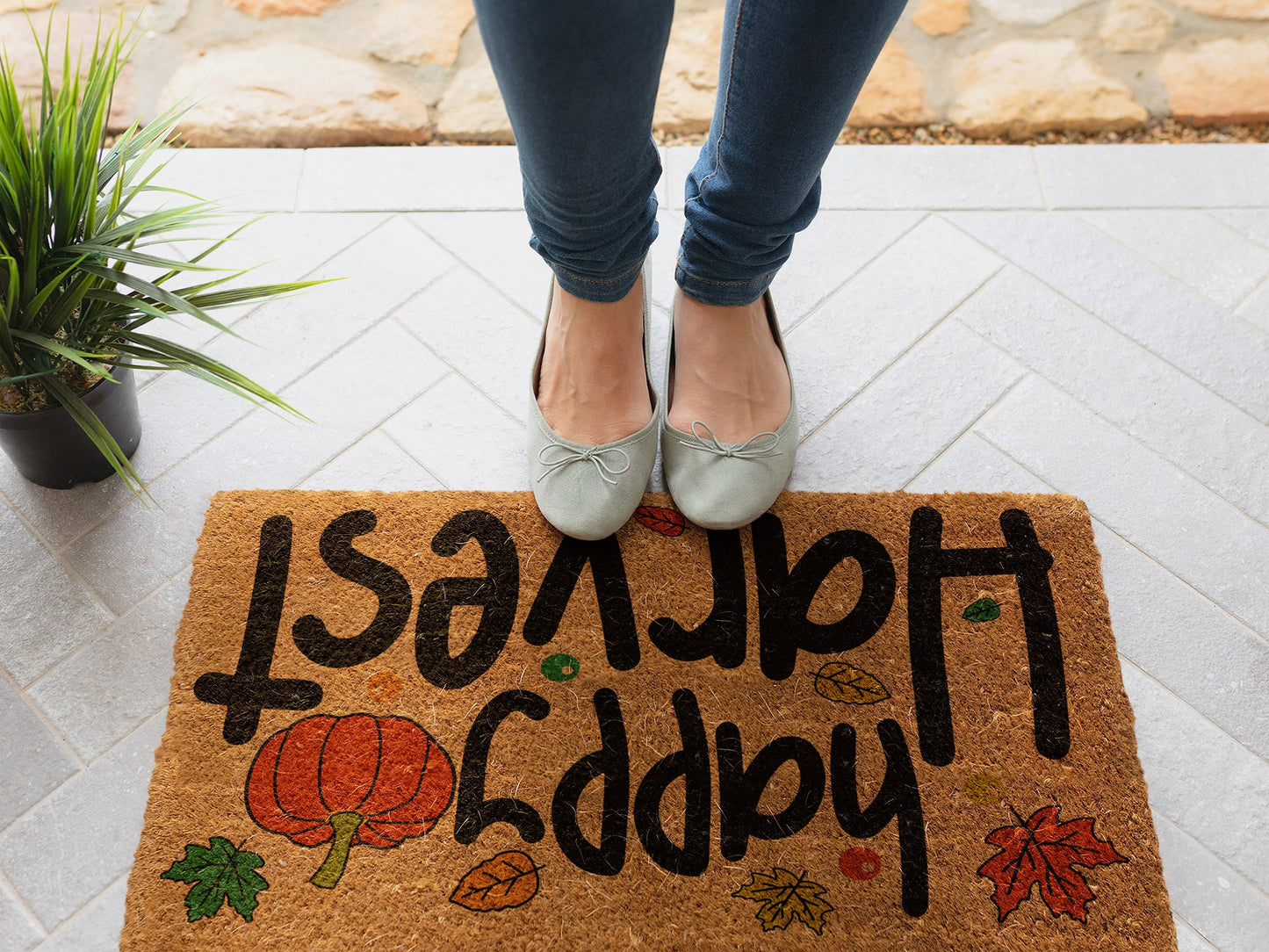 Fall Happy Harvest Mat, Coir Door Mat, Welcome Happy Harvest Mat, Front Door Mat, Outdoor Mats, Funny Doormat, Fall Welcome Mats, Coir Mats