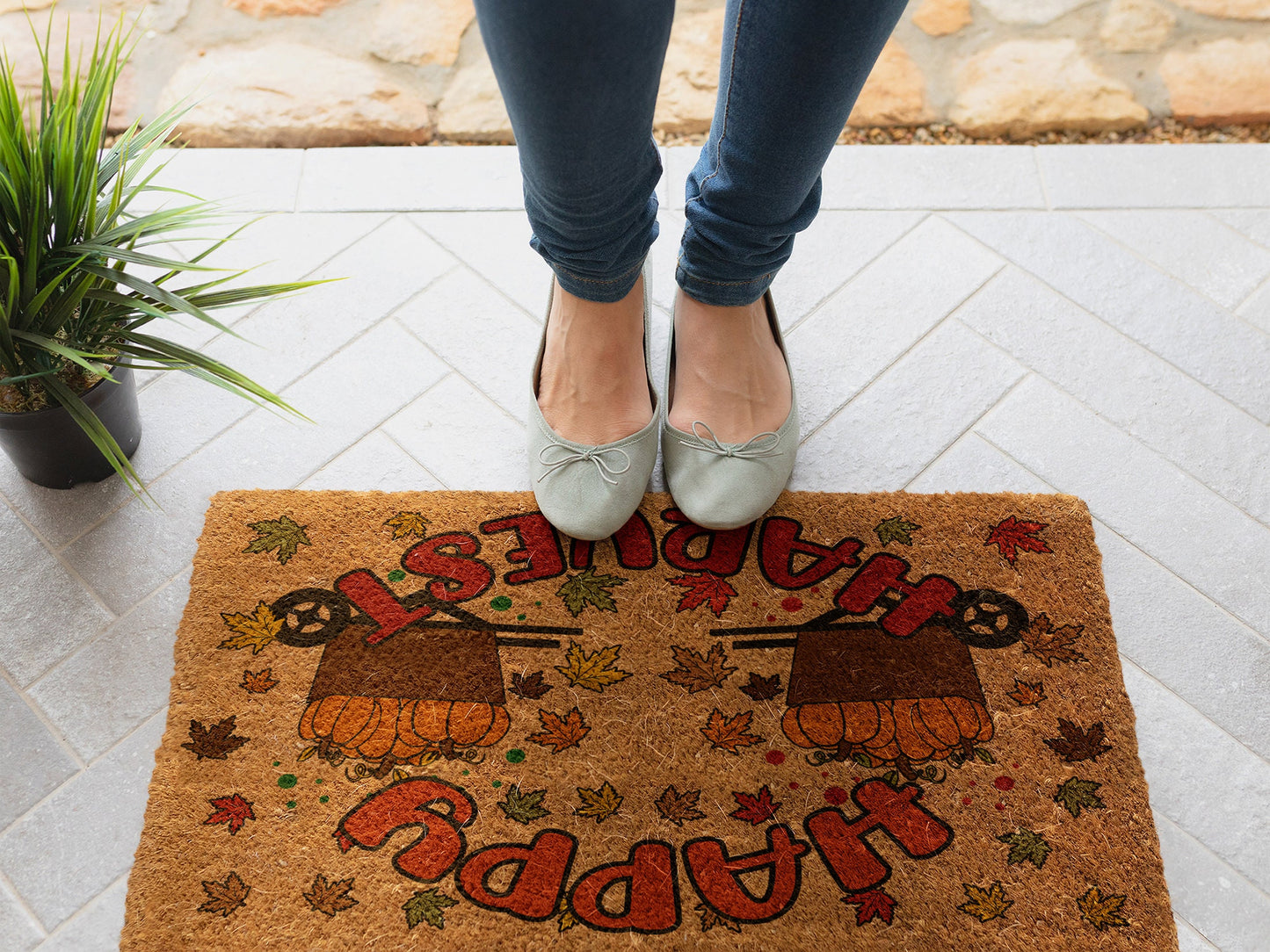 Fall Happy Harvest, Coir Door Mat, Welcome Mat, Front Door Mat, Outdoor Mats, Funny Doormat, Fall Welcome Happy Harvest Mats, Coir Mats