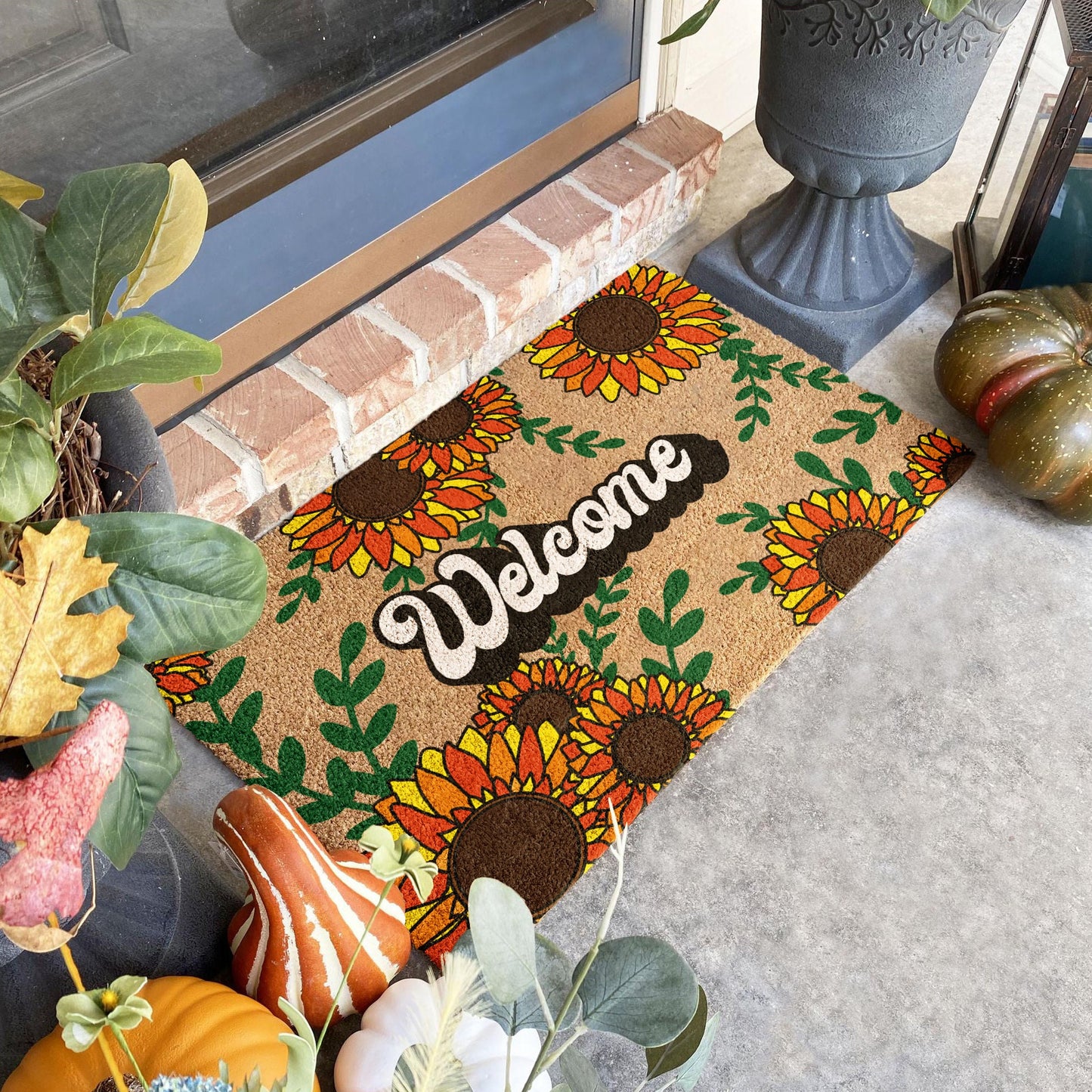 Fall Welcome Sunflower Mat, Coir Door Mat, Welcome Mat, SunflowerFront Door Mat, Outdoor Mats, Funny Doormat, Fall Welcome Mats, Coir Mats