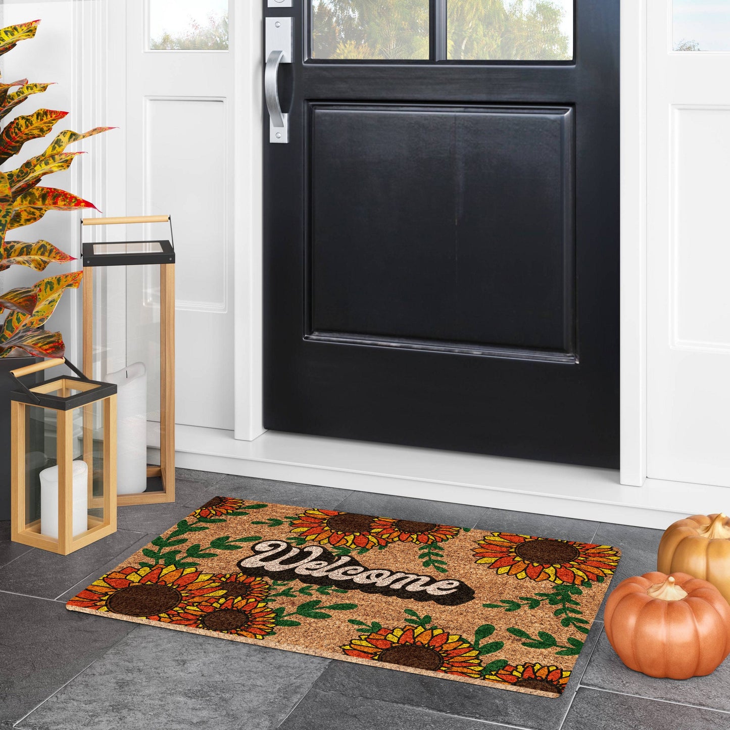 Fall Welcome Sunflower Mat, Coir Door Mat, Welcome Mat, SunflowerFront Door Mat, Outdoor Mats, Funny Doormat, Fall Welcome Mats, Coir Mats