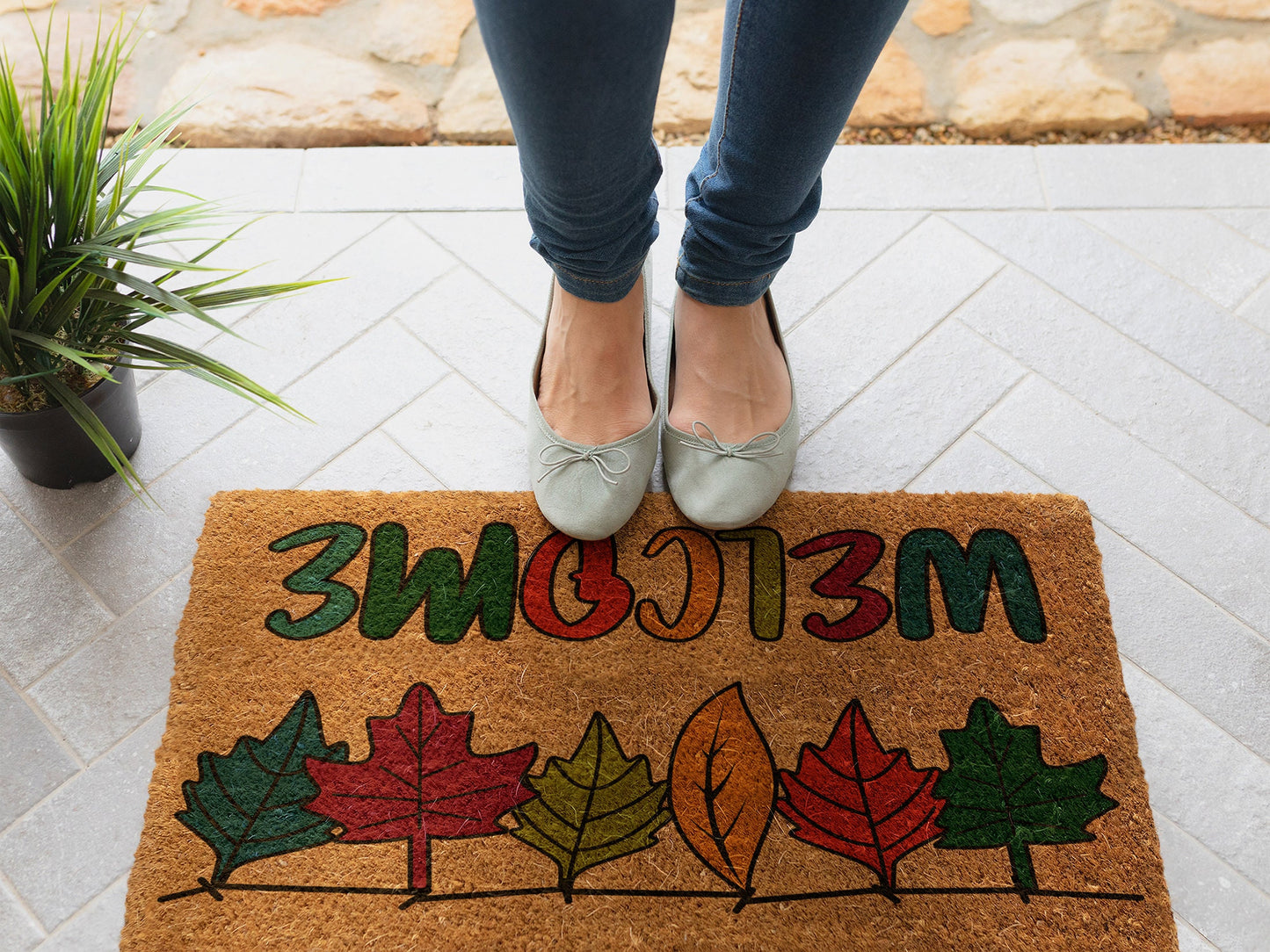 Fall Welcome Leaves Mat, Coir Door Mat, Welcome Leaves Mat, Front Door Mat, Outdoor Mats, Funny Doormat, Fall Welcome Mats, Coir Mats