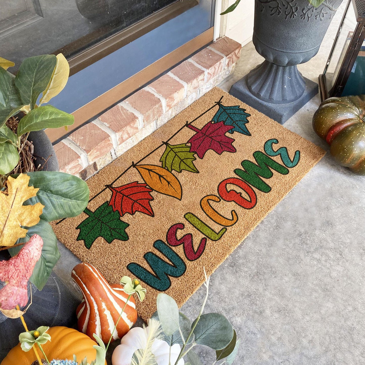 Fall Welcome Leaves Mat, Coir Door Mat, Welcome Leaves Mat, Front Door Mat, Outdoor Mats, Funny Doormat, Fall Welcome Mats, Coir Mats