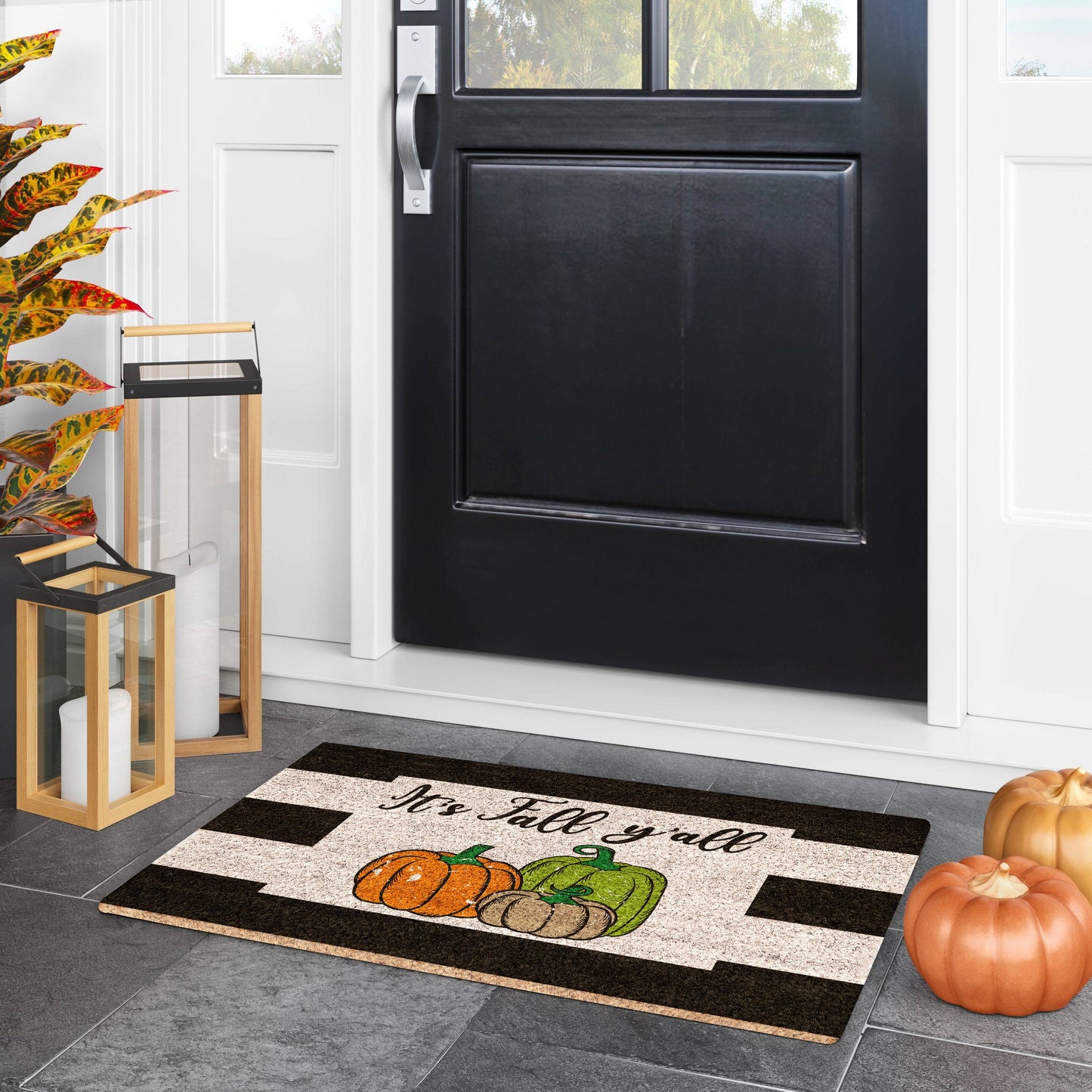 It's Fall Y 'all Pumpkins, Pumpkin Cabana Coir Door Mat, Welcome Mat, Front Door Mat, Outdoor Mats, Funny Coir Doormat, Fall Welcome Mats