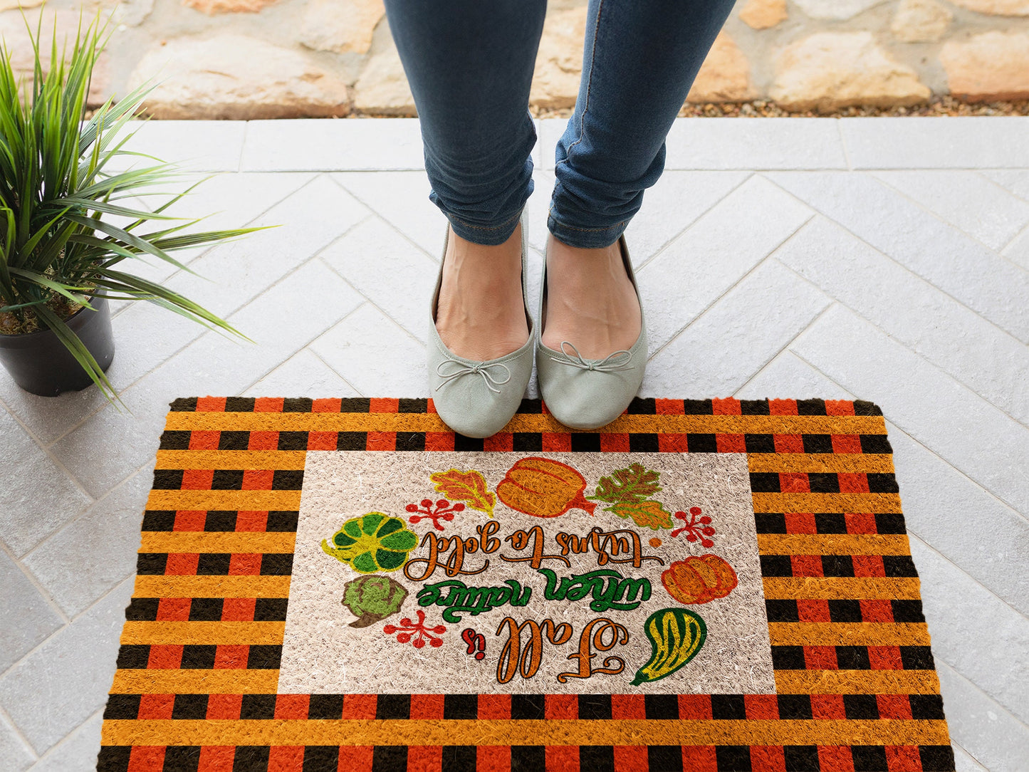 Fall Is Nature Turns Gold, Coir Door Mat, Welcome Mat, Front Door Mat, Outdoor Mats, Funny Doormat, Fall Welcome Mats, Coir Mats