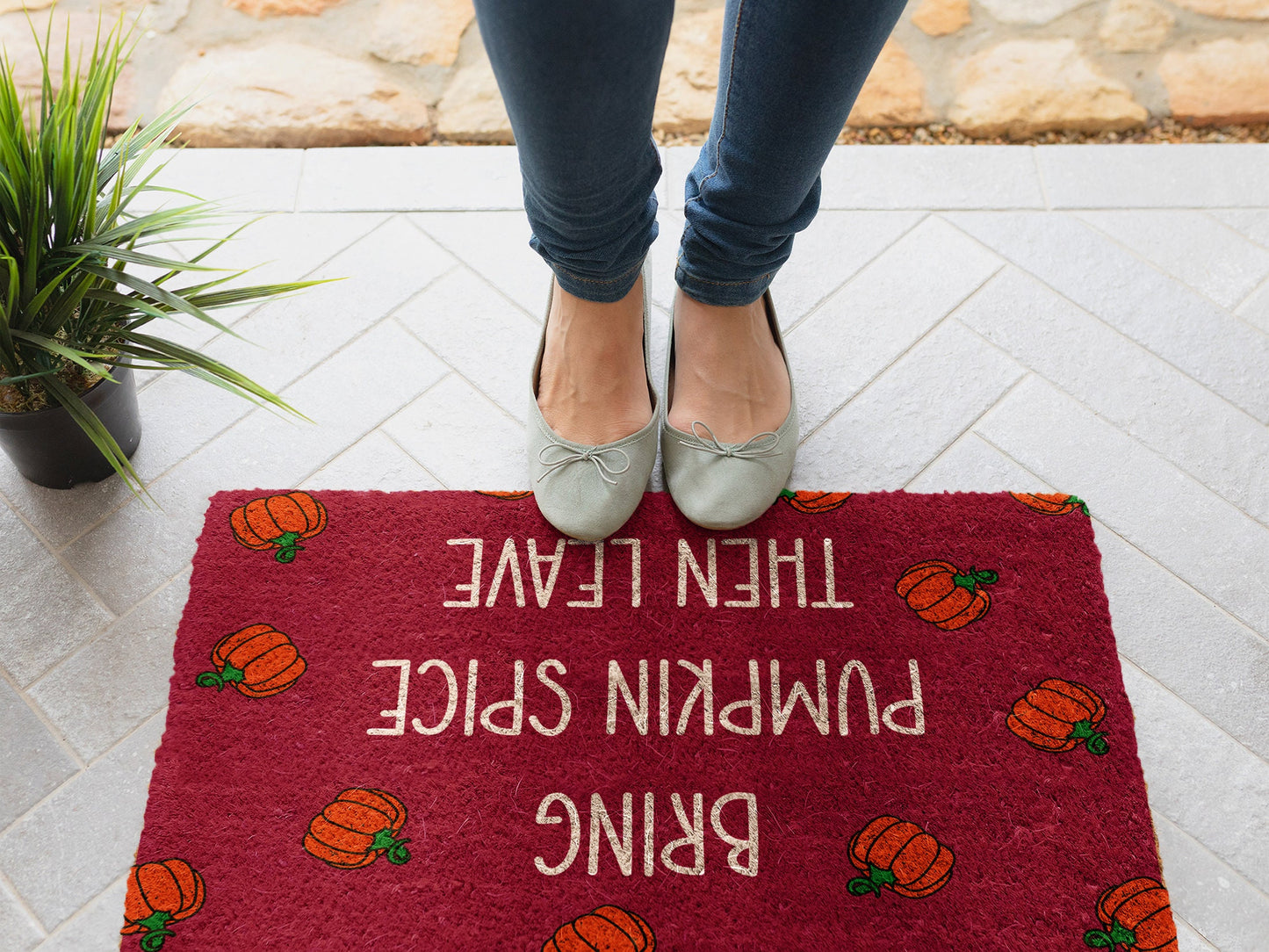 Fall Bring Pumpkin Spice, Coir Door Mat, Welcome Mat, Front Door Mat, Outdoor Mats, Funny Doormat, Fall Welcome Mats, Pumpkin Spice Coir Mat