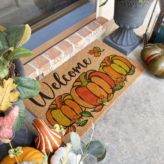 Fall Welcome Pumpkins, Pumpkins Coir Door Mat, Welcome Mat, Front Door Mat, Outdoor Mats, Funny Doormat, Fall Welcome Mats, Coir Mats