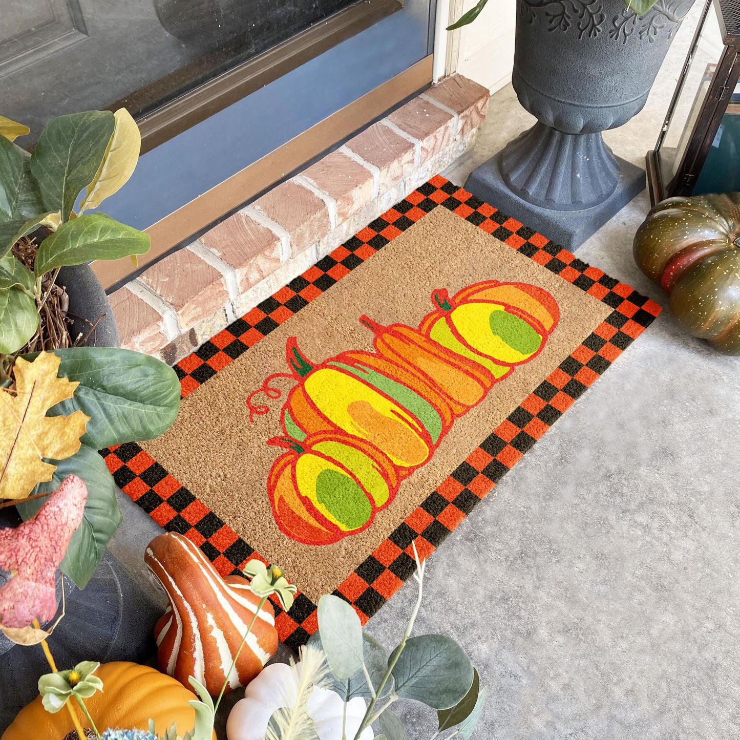 Fall Plaid Pumpkins Pumpkins Coir Door Mat, Welcome Mat, Front Door Mat, Outdoor Mats, Funny Doormat, Fall Decor Welcome Mats, Coir Mats