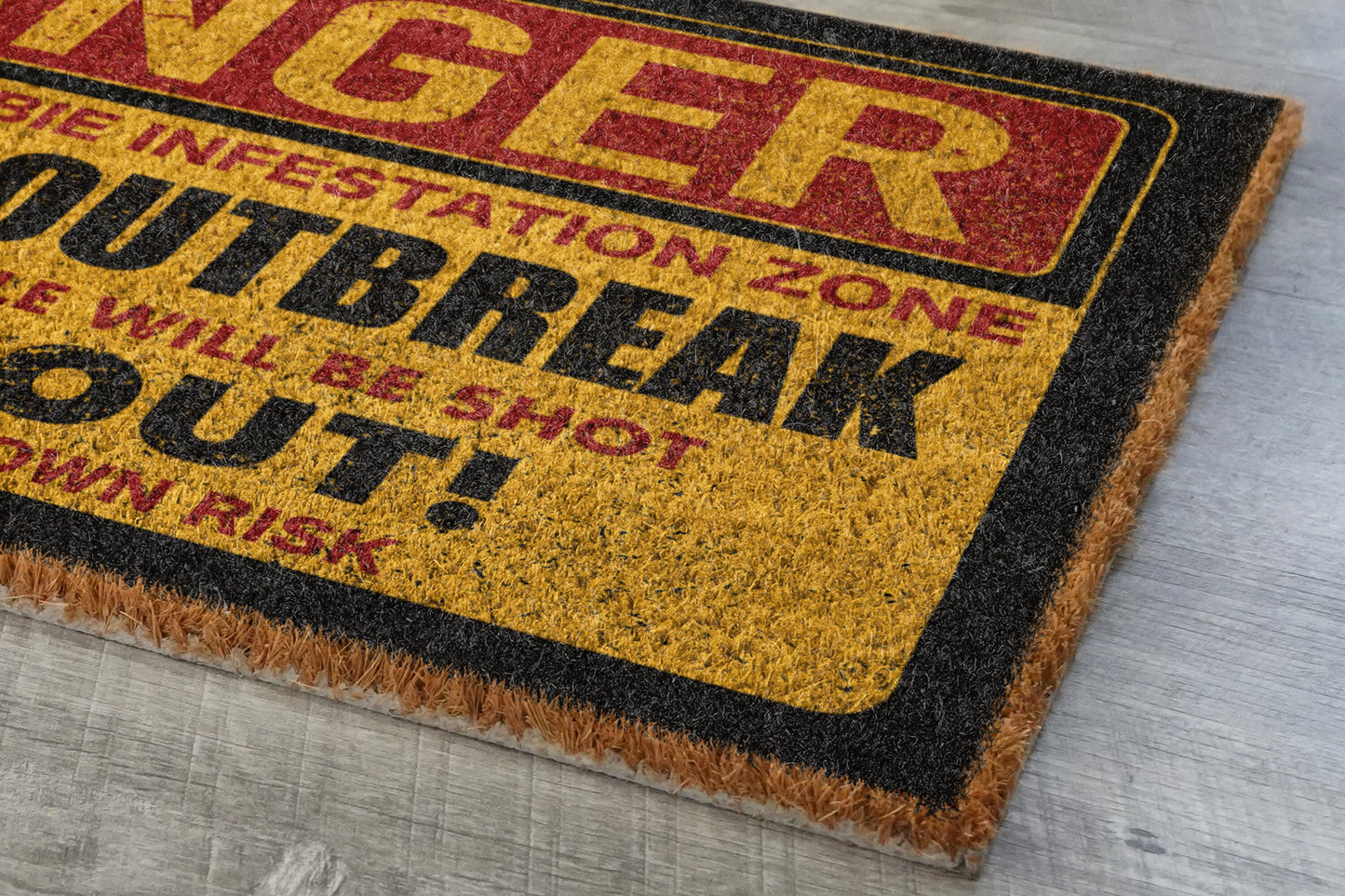 Halloween Danger Zombie Outbreak Coir Door Mat, Welcome Halloween Mat, Front Door Mat, Outdoor Mats, Funny Doormat, Halloween Decor Mat