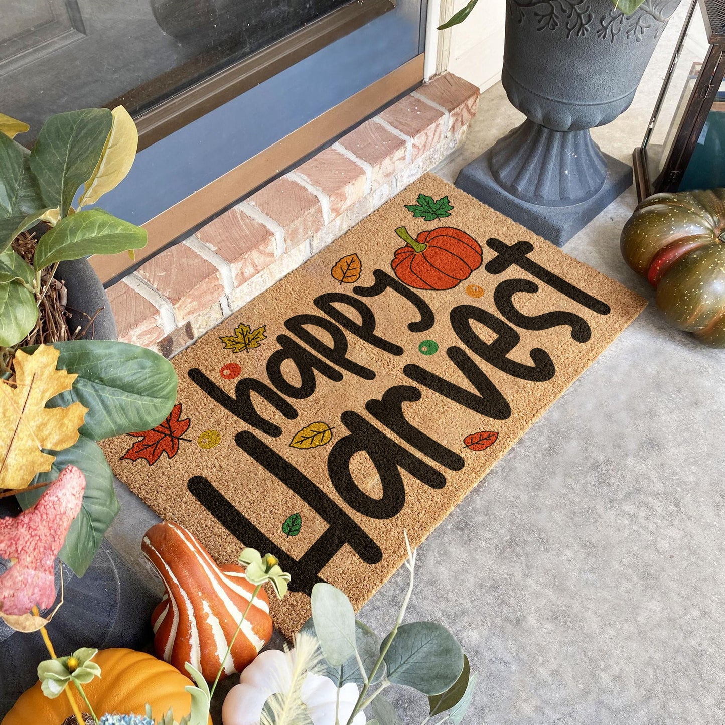 Fall Happy Harvest Mat, Coir Door Mat, Welcome Happy Harvest Mat, Front Door Mat, Outdoor Mats, Funny Doormat, Fall Welcome Mats, Coir Mats