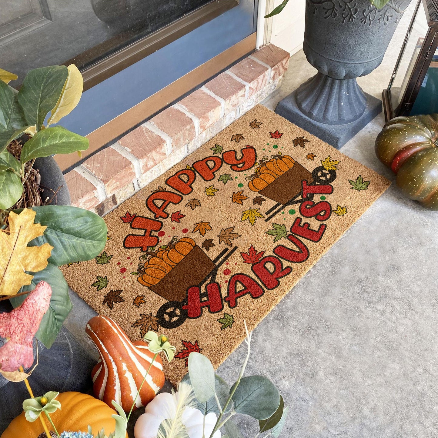 Fall Happy Harvest, Coir Door Mat, Welcome Mat, Front Door Mat, Outdoor Mats, Funny Doormat, Fall Welcome Happy Harvest Mats, Coir Mats