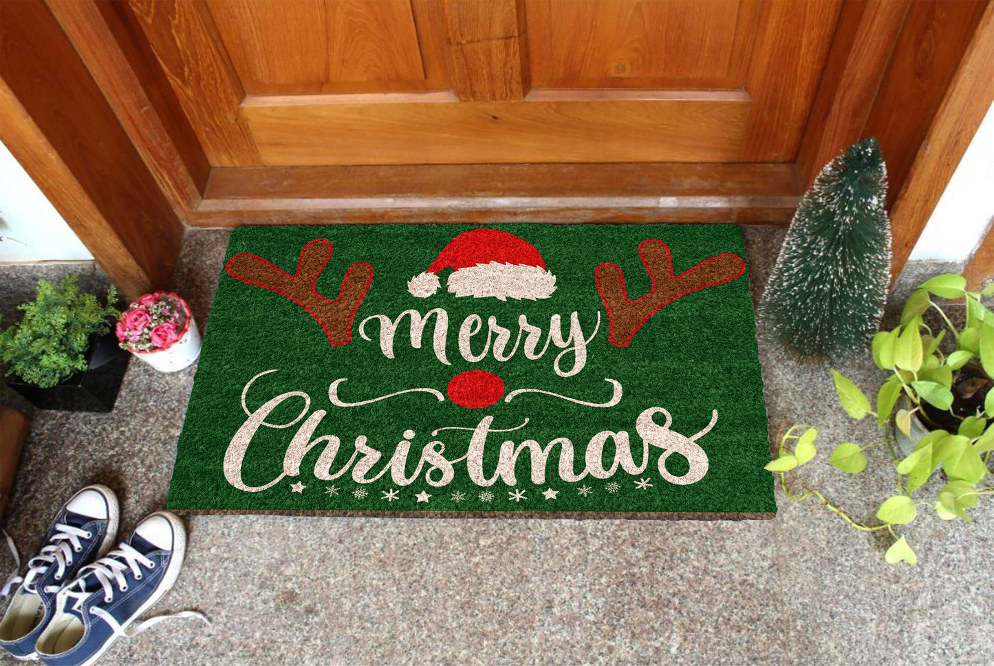 Merry Christmas Coir Door Mat, Christmas Snow Coir Door Mat, Front Door Mat, Outdoor Mats, Funny Doormat, Welcome Mats, WQinter Coir Mats