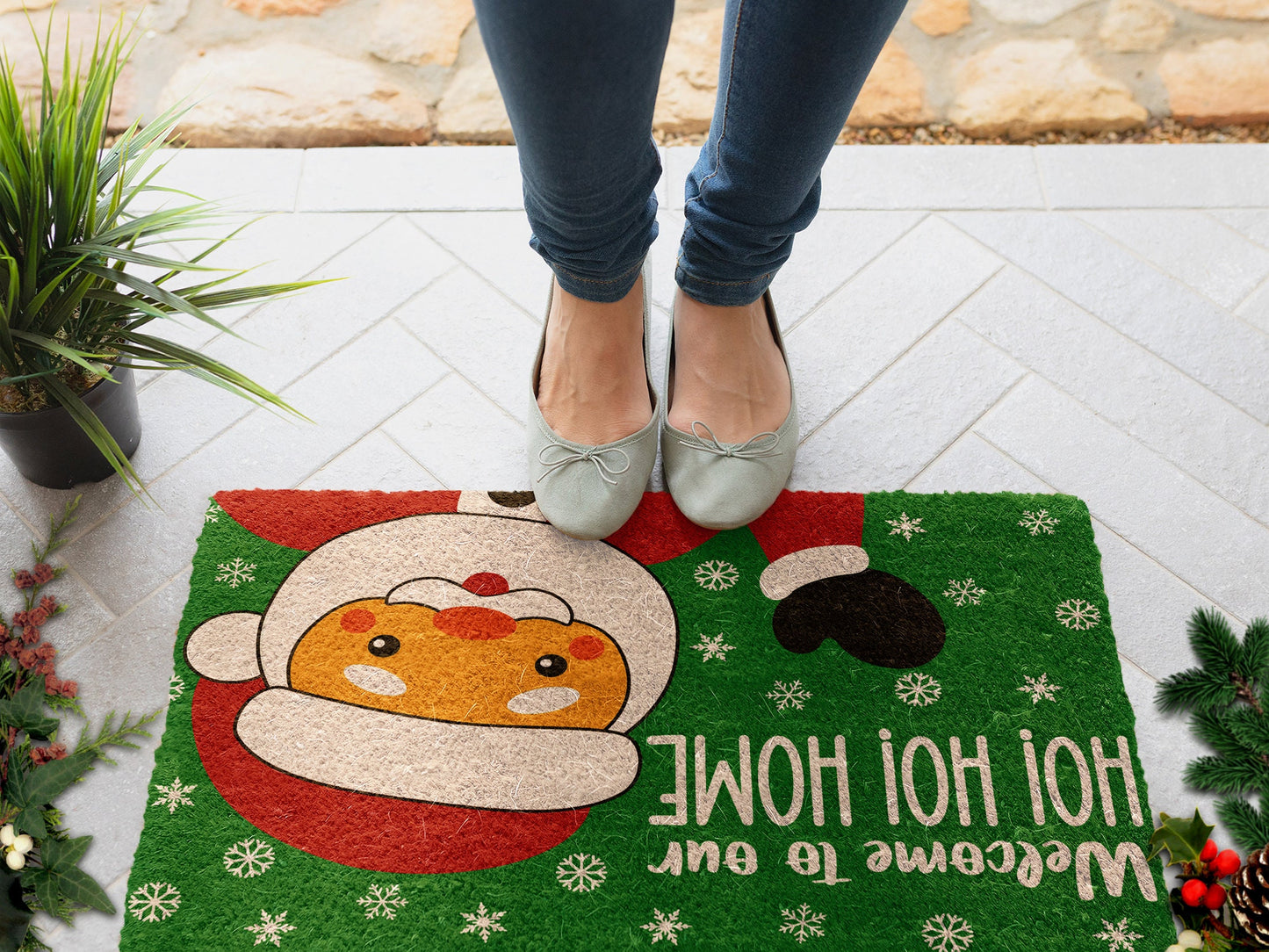 Christmas Welcome To Our Home, Christmas Snow Coir Door Mat, Front Door Mat, Outdoor Mats, Funny Doormat, Welcome Mats, Coir Mats