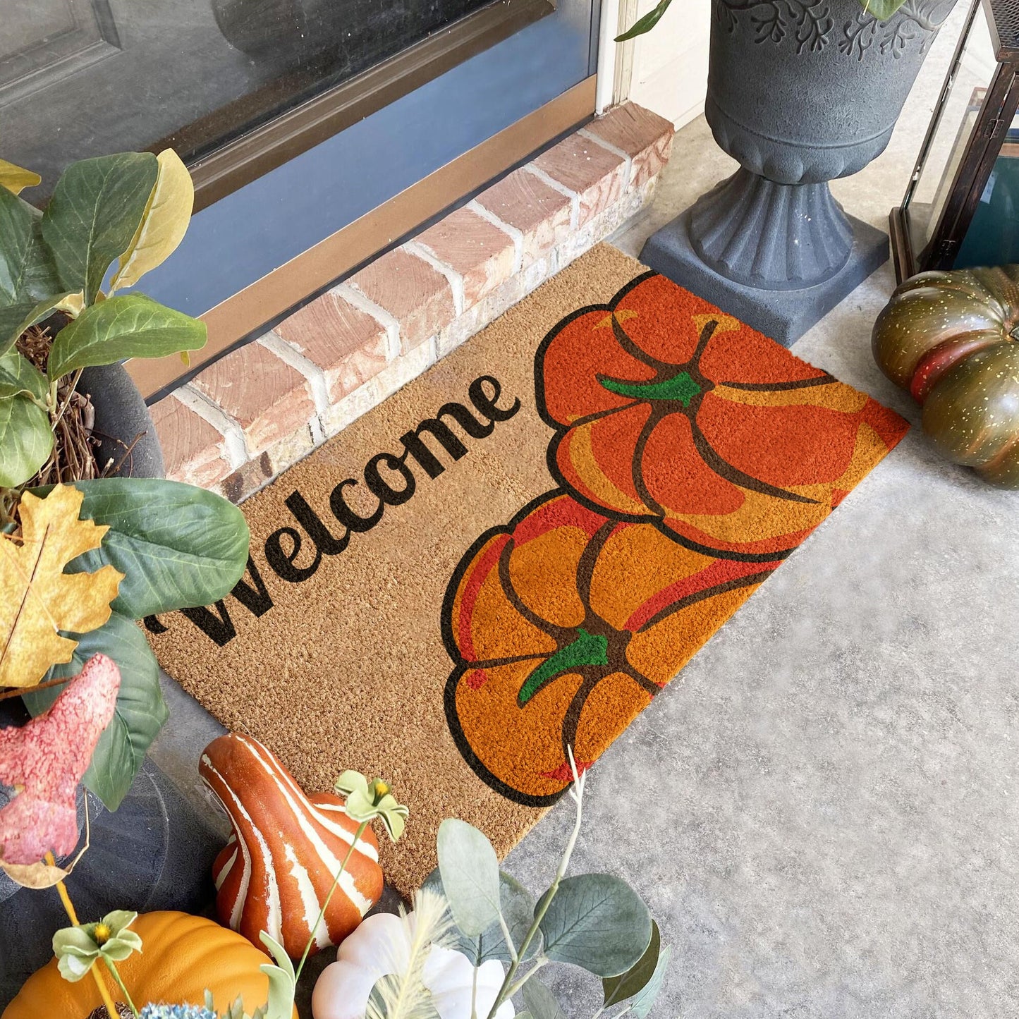 Fall Welcome Pumpkin, Coir Door Mat, Welcome Mat, Front Door Mat, Outdoor Pumpkin Mats, Funny Doormat, Fall Welcome Mats, Coir Mats