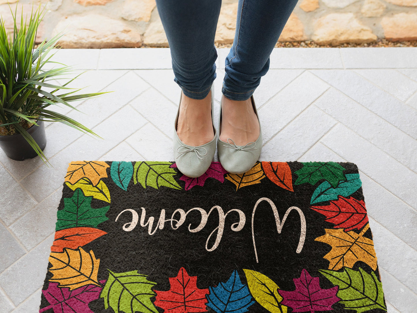 Fall Welcome Leaves, Coir Door Mat, Welcome Mat, Front Door Leaves Mat, Outdoor Mats, Funny Leaves Doormat, Fall Welcome Mats, Coir Mats