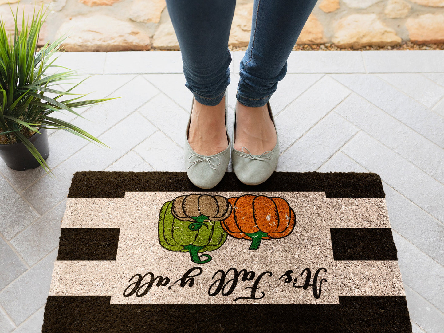 It's Fall Y 'all Pumpkins, Pumpkin Cabana Coir Door Mat, Welcome Mat, Front Door Mat, Outdoor Mats, Funny Coir Doormat, Fall Welcome Mats