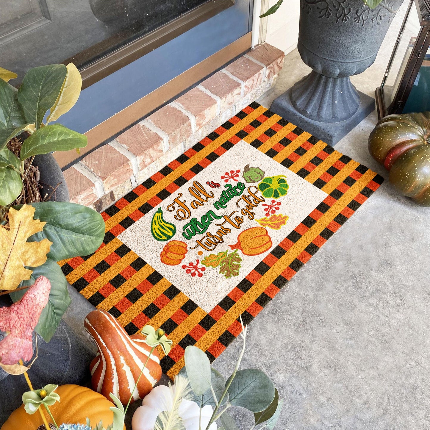 Fall Is Nature Turns Gold, Coir Door Mat, Welcome Mat, Front Door Mat, Outdoor Mats, Funny Doormat, Fall Welcome Mats, Coir Mats