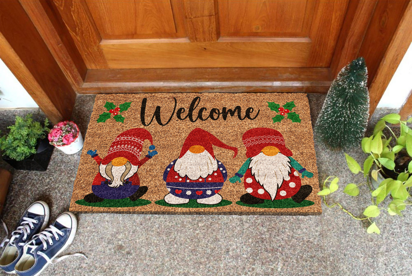 Christmas Welcome Gnomes, Christmas Snow Coir Door Mat, Front Door Mat, Outdoor Mats, Funny Doormat, Welcome Mats, Coir Mats