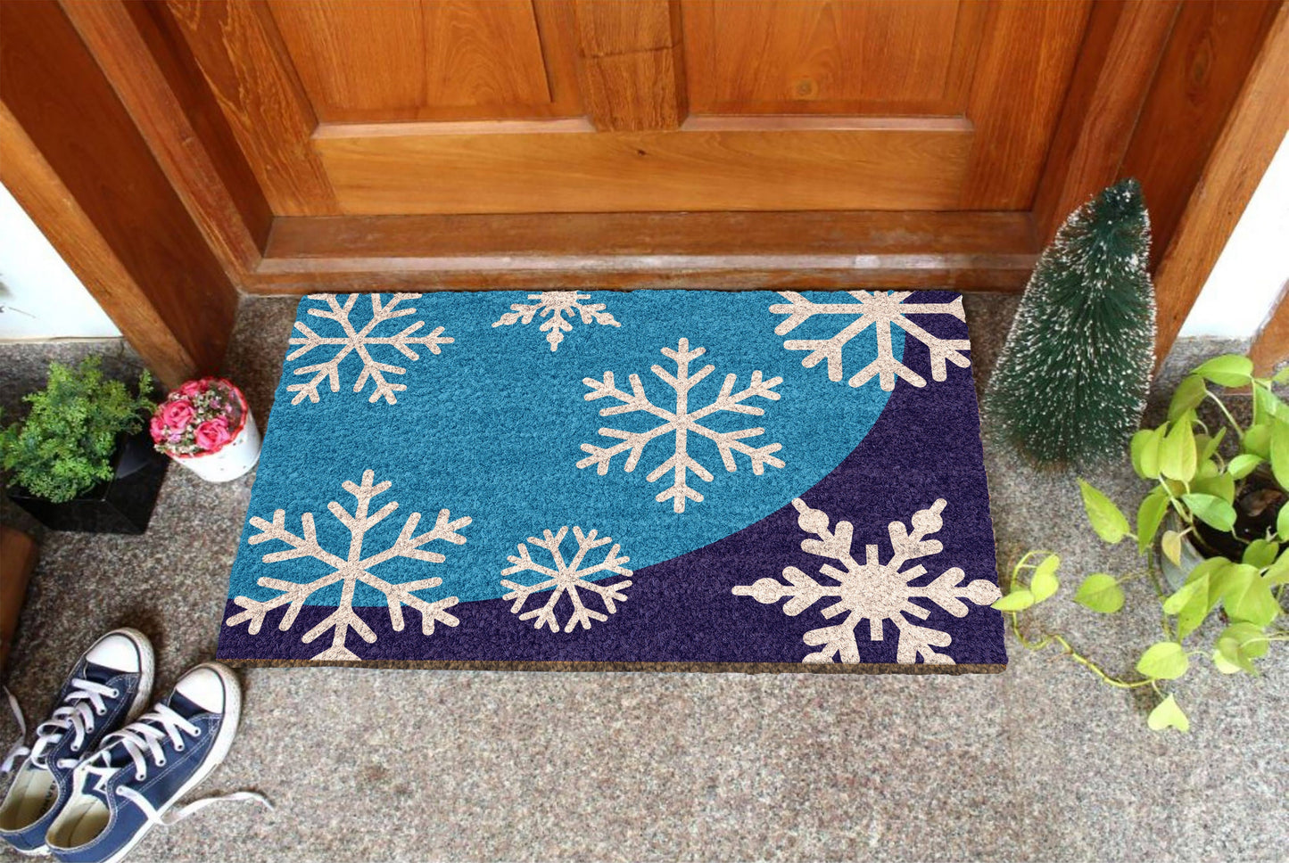 Christmas Snow Drops, Christmas Snow Coir Door Mat, Front Door Mat, Outdoor Mats, Funny Doormat, Welcome Mats, Coir Mats