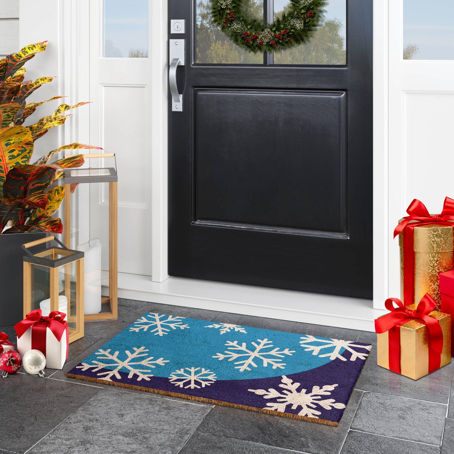 Christmas Snow Drops, Christmas Snow Coir Door Mat, Front Door Mat, Outdoor Mats, Funny Doormat, Welcome Mats, Coir Mats