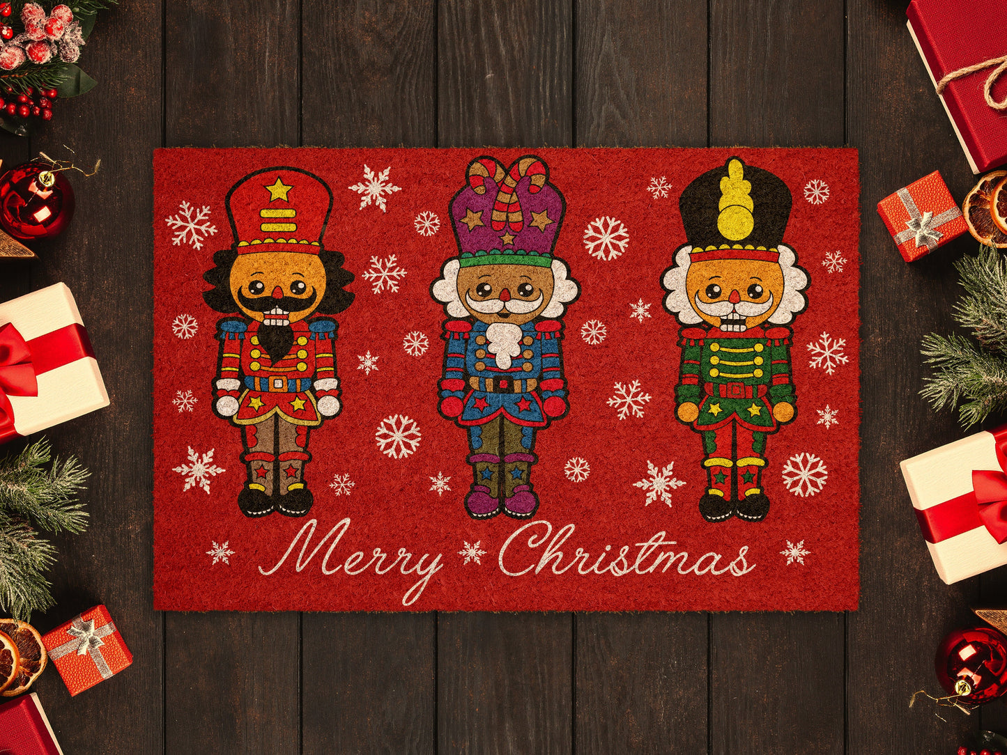 Merry Christmas Nutcracker, Christmas Snow Coir Door Mat, Front Door Mat, Outdoor Mats, Funny Doormat, Welcome Mats, Coir Mats
