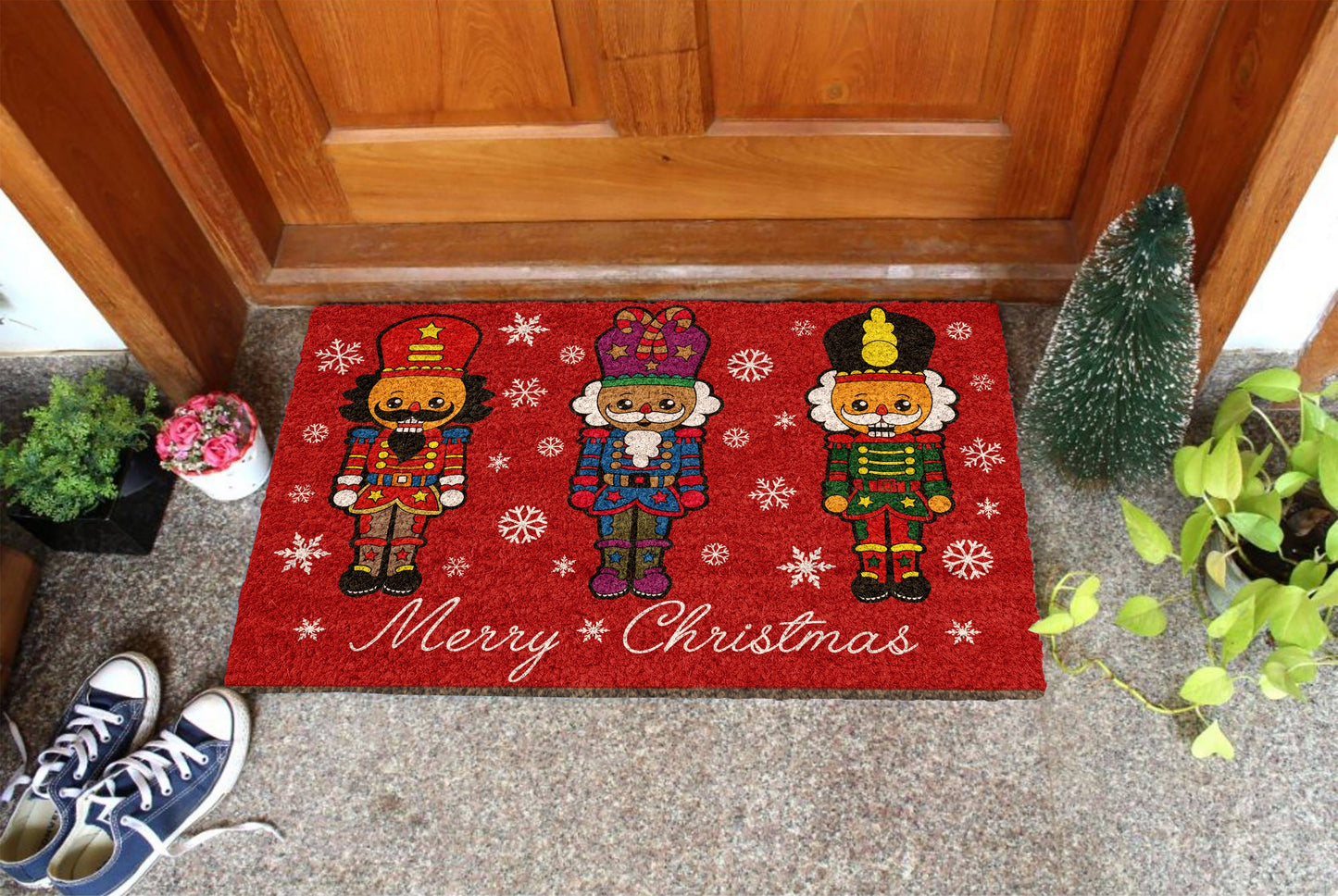 Merry Christmas Nutcracker, Christmas Snow Coir Door Mat, Front Door Mat, Outdoor Mats, Funny Doormat, Welcome Mats, Coir Mats