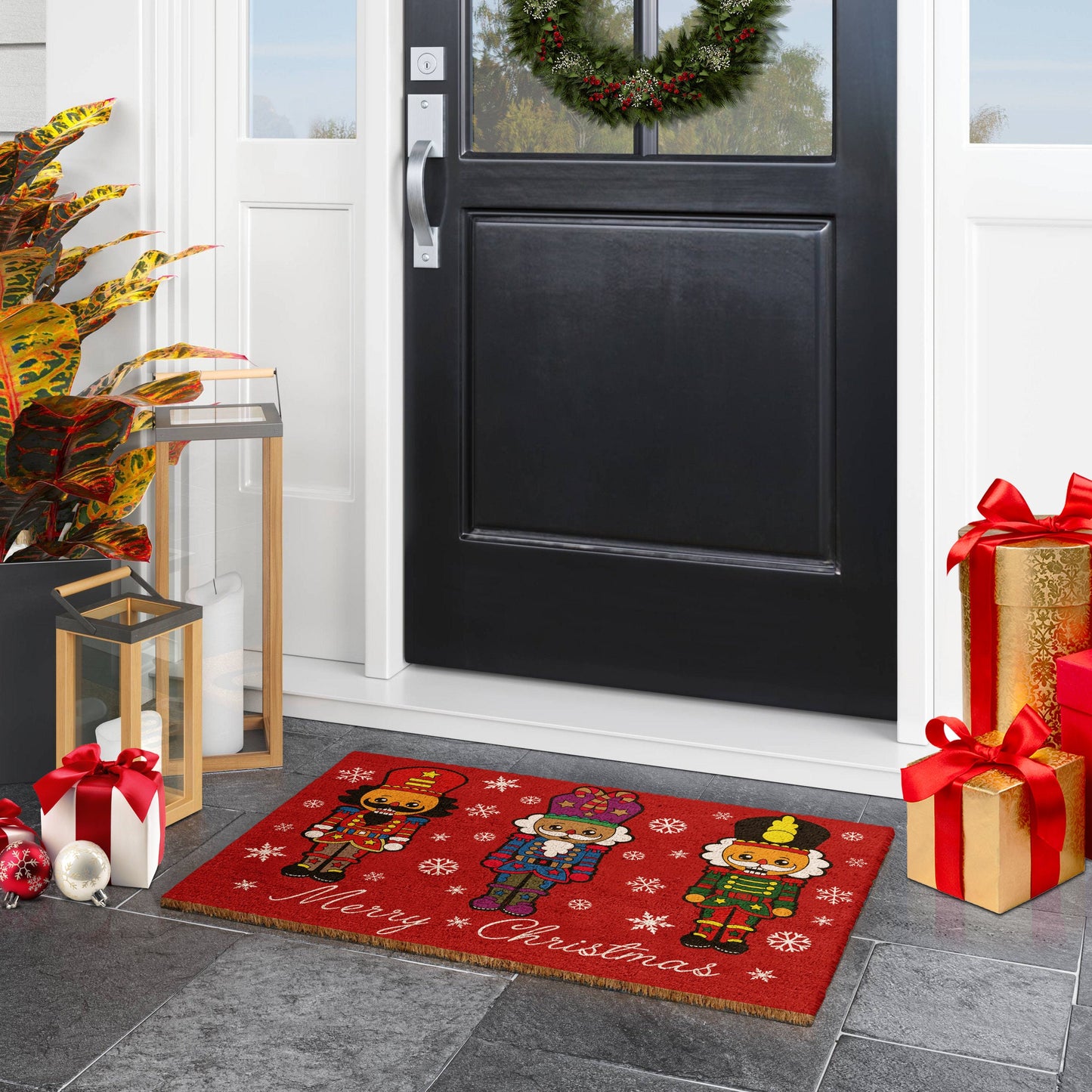 Merry Christmas Nutcracker, Christmas Snow Coir Door Mat, Front Door Mat, Outdoor Mats, Funny Doormat, Welcome Mats, Coir Mats