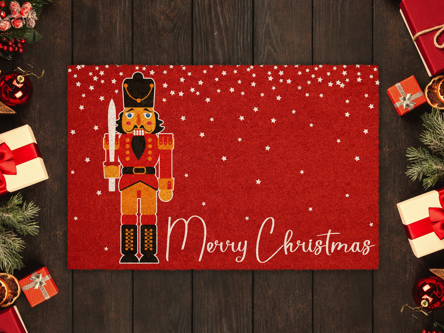 Merry Christmas Nutcracker, Christmas Snow Coir Door Mat, Front Door Mat, Outdoor Mats, Funny Doormat, Welcome Mats, Coir Mats