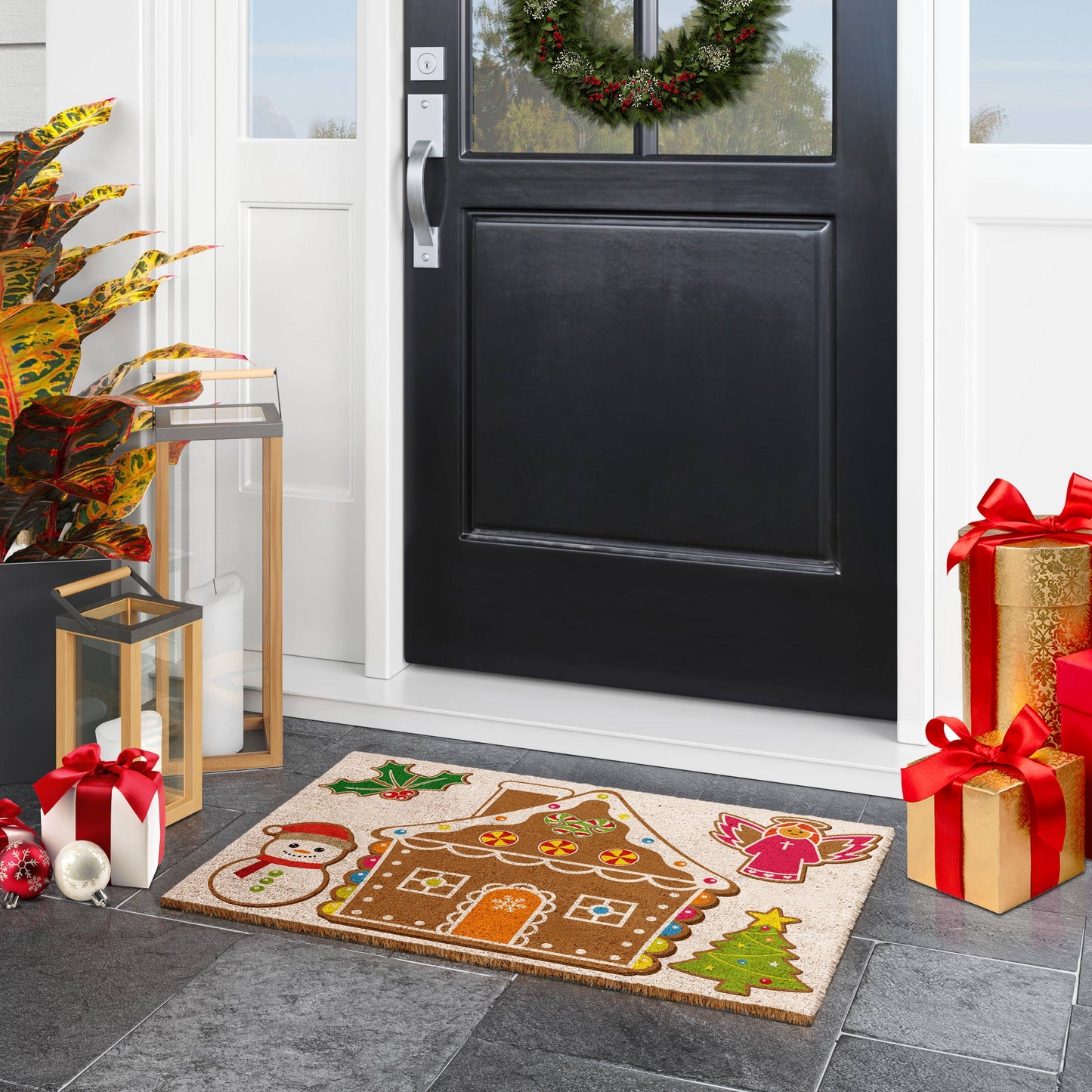 Christmas Gingerbreads, Christmas Snow Coir Door Mat, Front Door Mat, Outdoor Mats, Funny Doormat, Welcome Mats, Coir Mats
