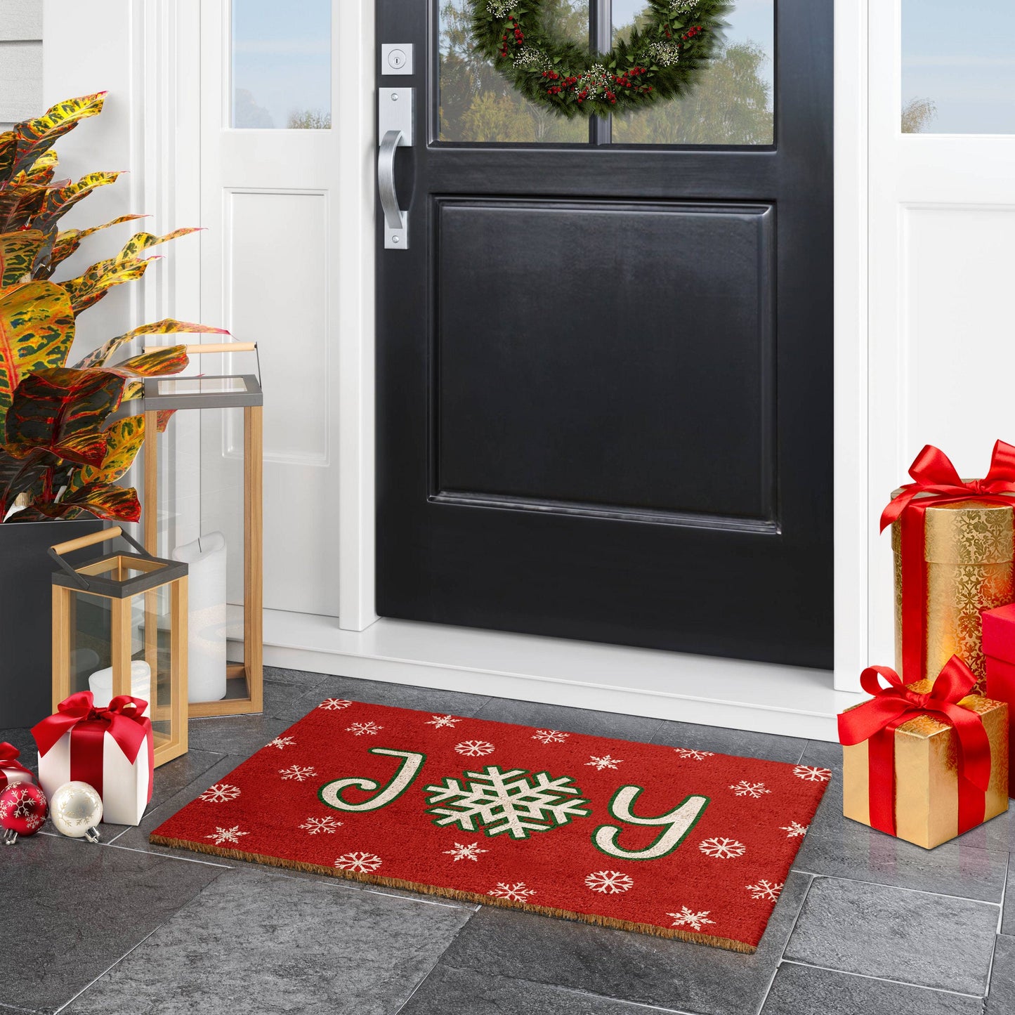 Christmas Joy, Christmas Snow Coir Door Mat, Front Door Mat, Outdoor Mats, Funny Doormat, Welcome Mats, Coir Mats