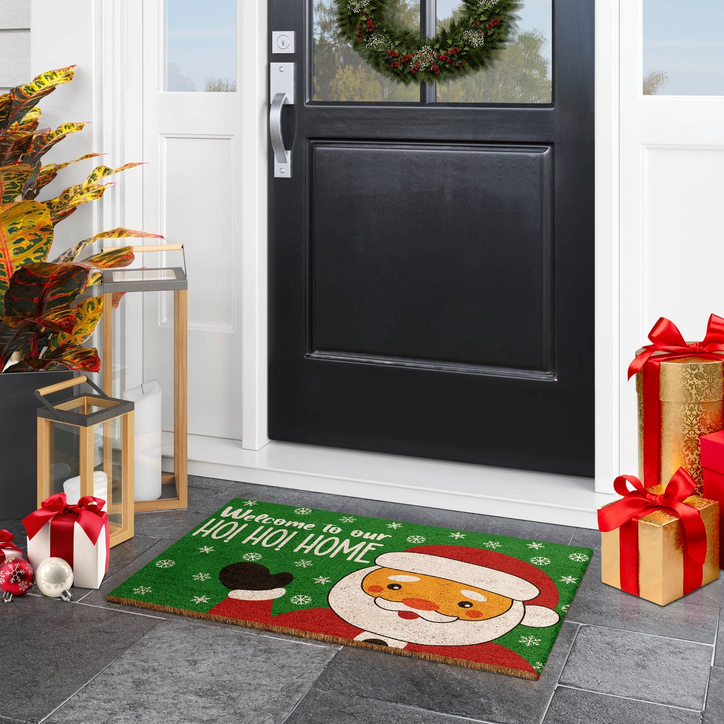 Christmas Welcome To Our Home, Christmas Snow Coir Door Mat, Front Door Mat, Outdoor Mats, Funny Doormat, Welcome Mats, Coir Mats