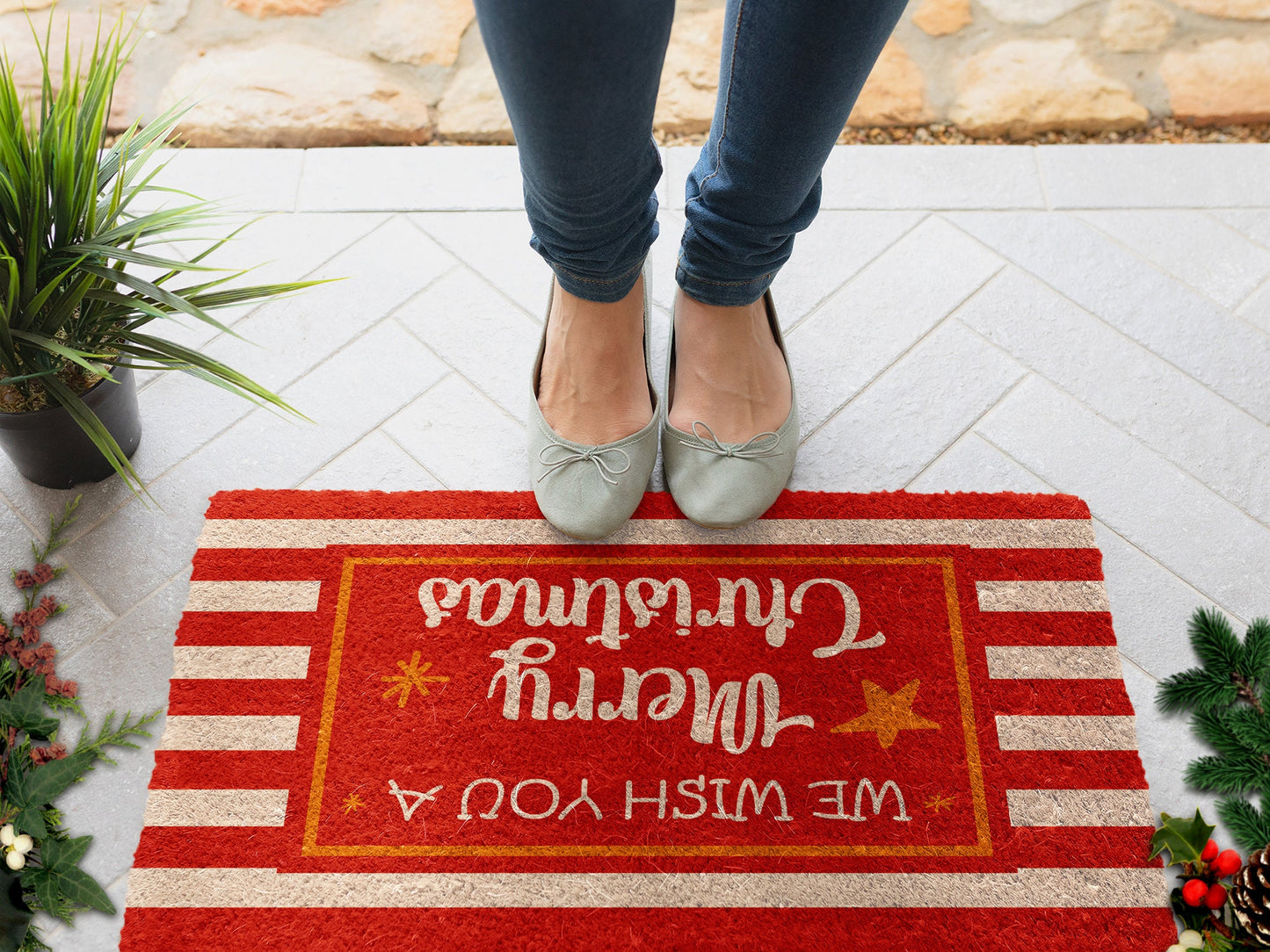 Christmas Door Mat, Merry Christmas, Christmas Snow Coir Door Mat, Front Door Mat, Outdoor Mats, Funny Doormat, Christmas Mats, Coir Mats