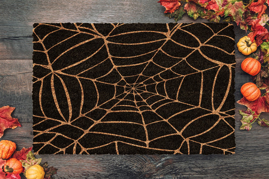 Halloween Spider Web Dark Coir Door Mat, Welcome Mat, Front Door Mat, Outdoor Mats, Funny Doormat, Fall Welcome Mats, Coir Mats